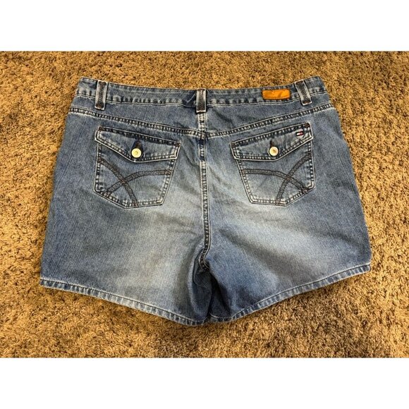 TOMMY HILFIGER Vintage Jean Denim Shorts 2000’s Y2k Beach Casual Vacation Sz 20 - Picture 2 of 12